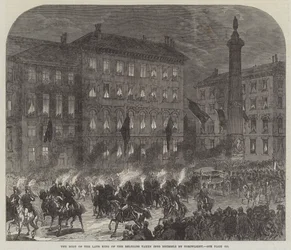 Der Leichnam des verstorbenen Königs der Belgier wird bei Fackelschein nach Brüssel gebracht